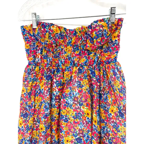 For Love & Lemons Sasha Floral Strapless Mini Dress S Sweetheart Babydoll Boho - Image 9