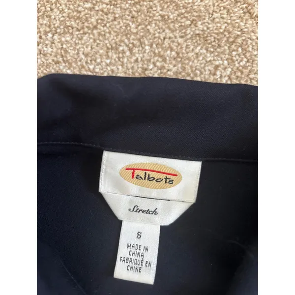 Talbots Zip Up Jacket Small Navy Blue Stretch Minimalist Career‎ M7157 - Image 3