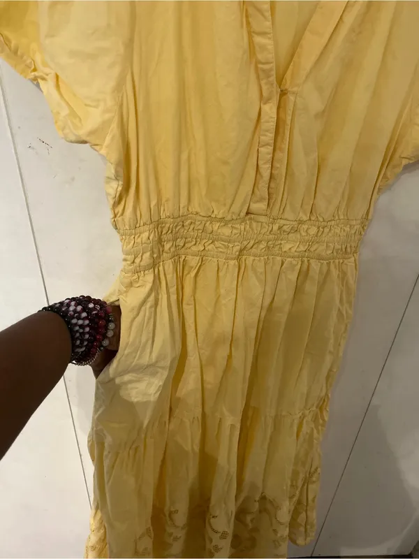 Haute Hippie Pale Yellow Midi Dress with Lace Trim - Image 13