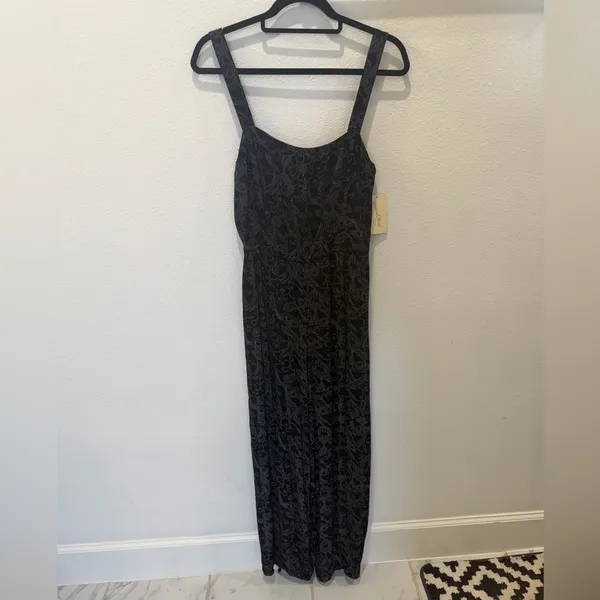 Universal Thread Smocked Boho Jumpsuit Dark Floral Tie-Cuff Cottagecore Festival - Image 6