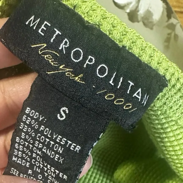 Metropolitan Lime Green Sleeveless Dress S Textured Chic Flowy - Image 5