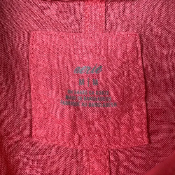 Aerie Oversized Linen Blend Button Up Tunic Top Size Medium Pink Cover-Up Beach - Image 6