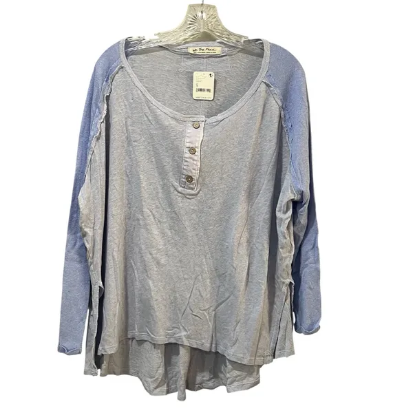 We the Free boho top blue moon combo Size‎ Small Henley New Long Sleeve - Image 3