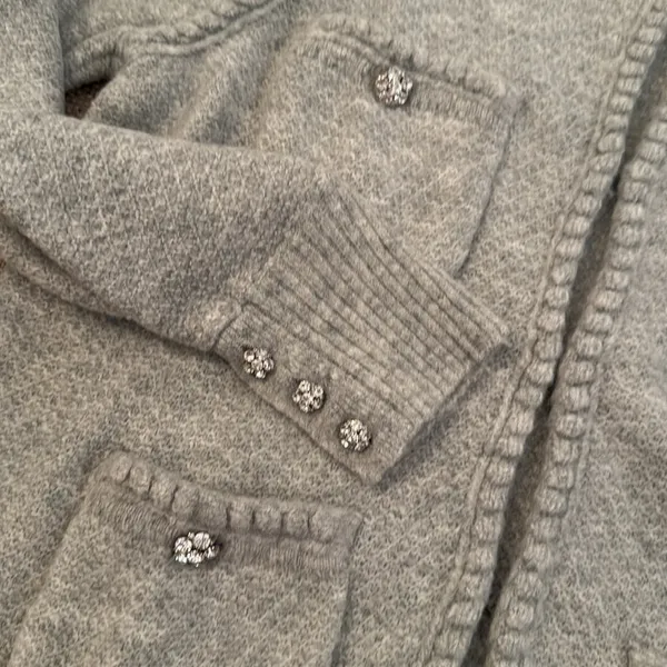J.Crew Embellished Cardigan Lady Jacket Grey Rhinestones Medium - Image 3