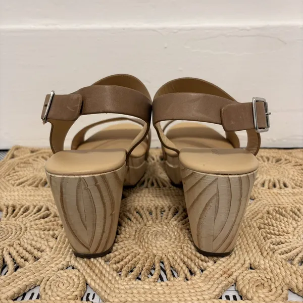 Nisolo All Day Open Toe Clog Sandals Almond Brown Leather Platform Shoes Size 9 - Image 5