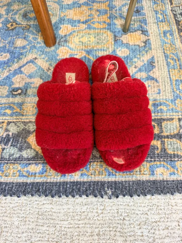 Ugg fluff mama red shearling slingback slip on slippers 7 . - Image 4