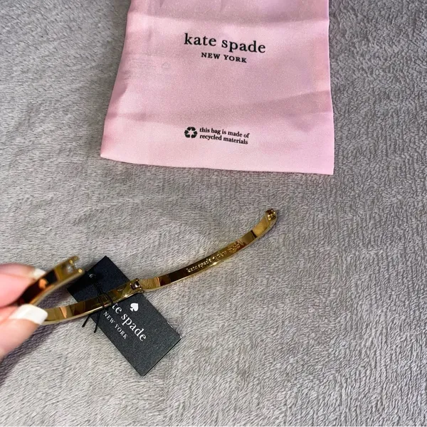 Kate Spade Enamel Gold Tone Spot The Spade Bangle Bracelet - Image 6