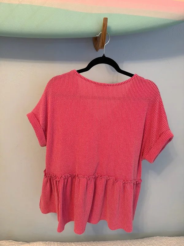 pink ribbed blouse jolie size M Size M - Image 2