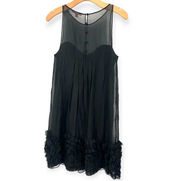 Y2K Rebecca Taylor S 4 Ruffle Applique Sheer Mini Dress Gothic Chic Romantic - Image 6