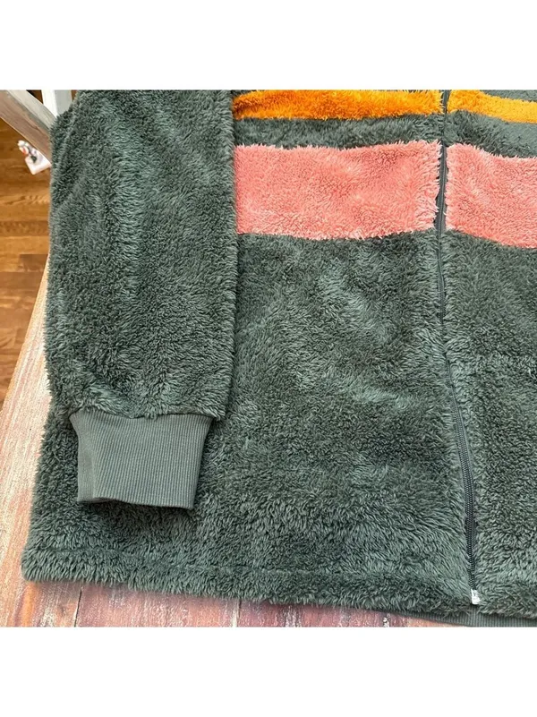 Evy's Tree Hadley Green Striped Plush Jacket 2X - Image 3