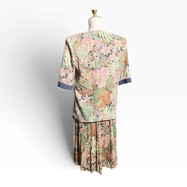 Vintage 80s Lady Carol Tropical Floral 2 Piece Skirt Set USA Size 10 small retro - Image 5