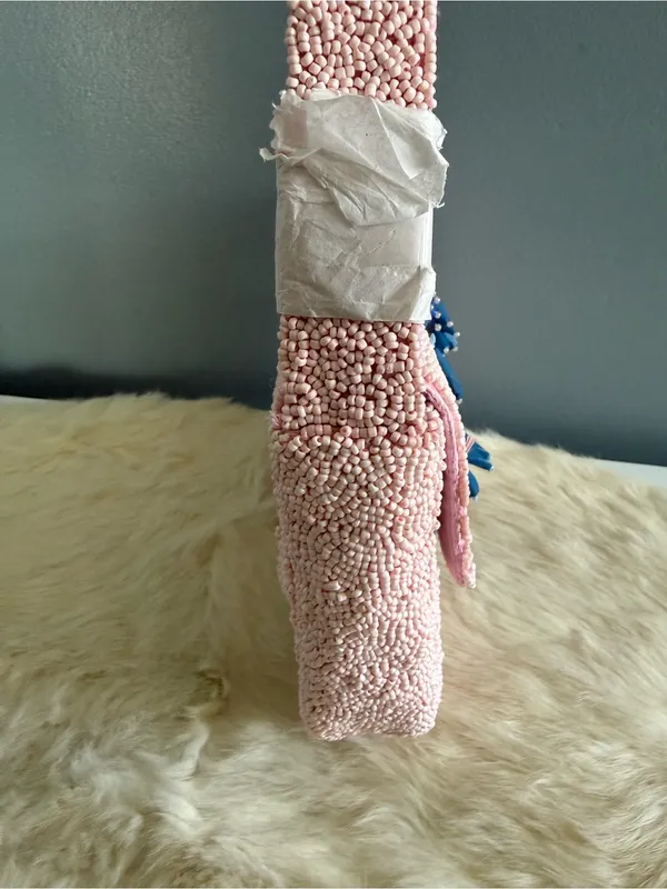 India Hydrangea Pink Beaded Bag - Image 3