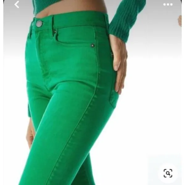 NEW Zara Denim Skinny Jeans Green Size 2 Mid Rise Slim - Image 4