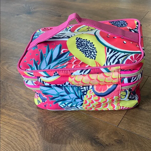 Colorful Fruit Print Large Double-Zip Beauty Case Brush Holders 10.5”x 7”x5.5” - Image 9