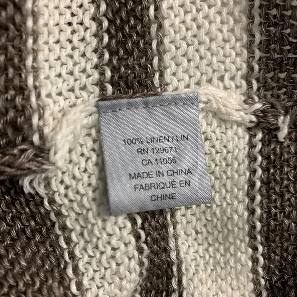 360 Sweater Jagger Sweater Stripe Crossback Knit‎ Linen White Brown Size Medium - Image 11