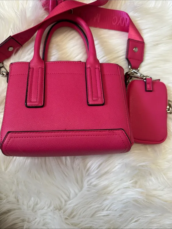 Madden NYC Hot Pink Mini Satchel with Detachable Strap & Rhinestone Pouch - Image 6