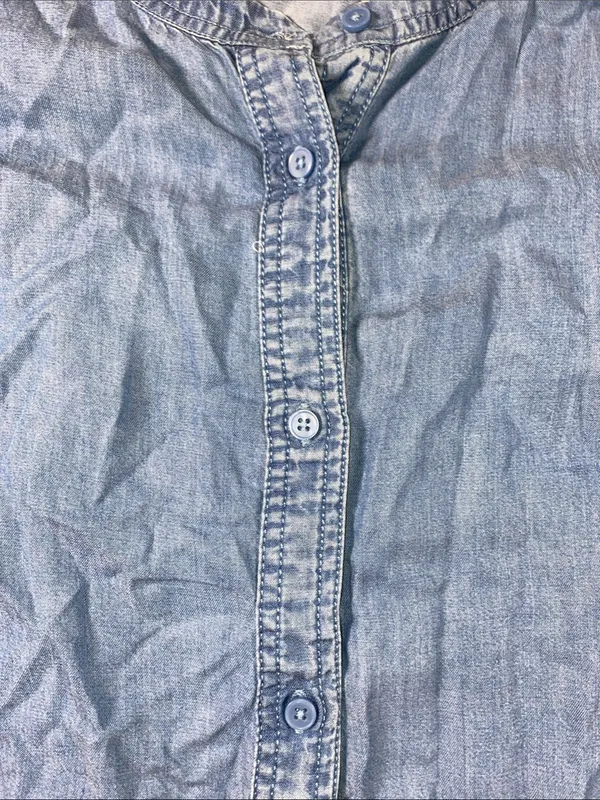 beachlunchlounge Light Blue Denim Button-Front Dress - Image 3