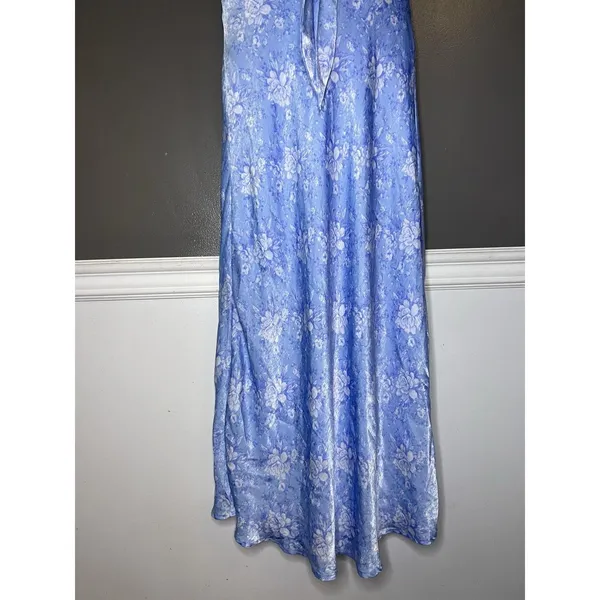 Altar'd State Dress Womens Medium Blue Floral Tie Front Flutter Sleeve Maxi - Image 3