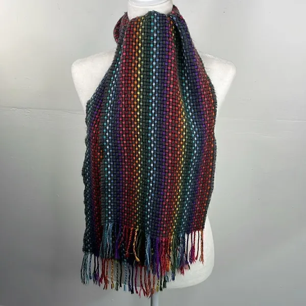 Merona Scarf Rectangular Rainbow Weave Warm Soft - Image 2