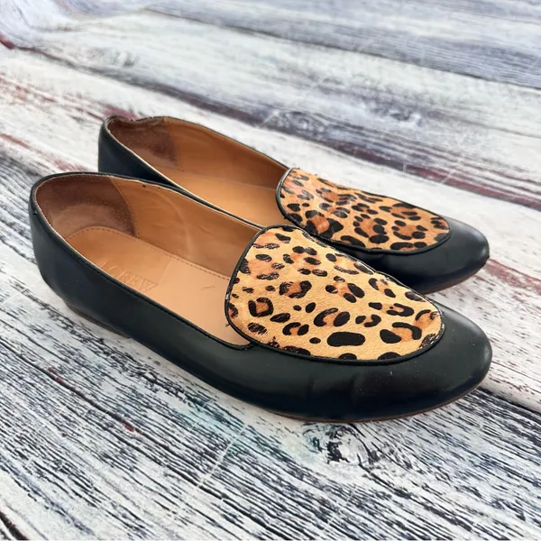 J. Crew Leopard Print Black Loafers - Image 2