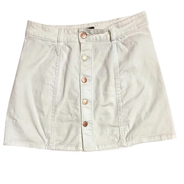 Celebrity Pink Womens White Button Front Denim Mini Skirt‎ Size 7/28 CJS0124028 - Image 2