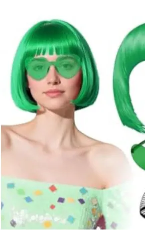 green bob wig and heart shaped green glasses - Image 2