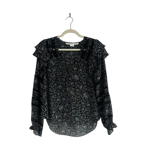 Veronica Beard Penny Silk blouse Floral Lace Sz 6 Romantic Feminine Chic Lux Top - Image 3
