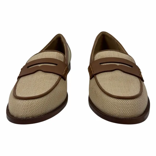 J. Crew Woven Raffia Slip On Penny Loafer Natural Brown Size 7 - Image 5