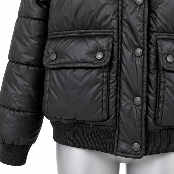 Abercrombie & Fitch Black Puffer Jacket Detachable Hood Water Resistant Medium - Image 6