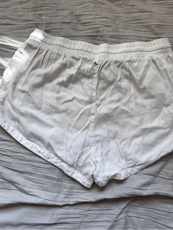 Beige Bralette and White Lace-Trim Sleep Shorts Set - Image 5