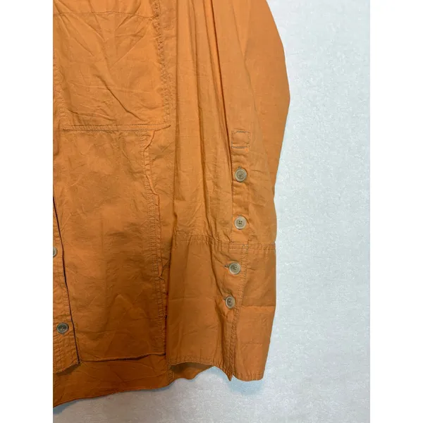 We The Free Free People Mackenzie Poplin Orange Button Down Shirt Raw Seam - Image 8