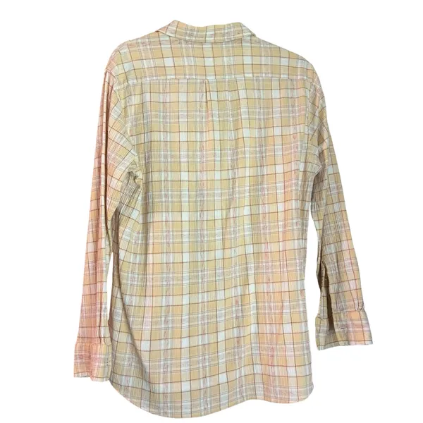 Mix& Match Guido Pellegpini Med Top Button Down Plaid Pale Yellow Office Wear - Image 4
