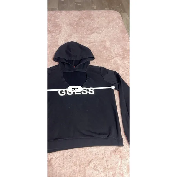 GUESS Los Angeles Triangle Cut Hoodie Sweatshirt Black Size L Y2K‎ I0191 - Image 4