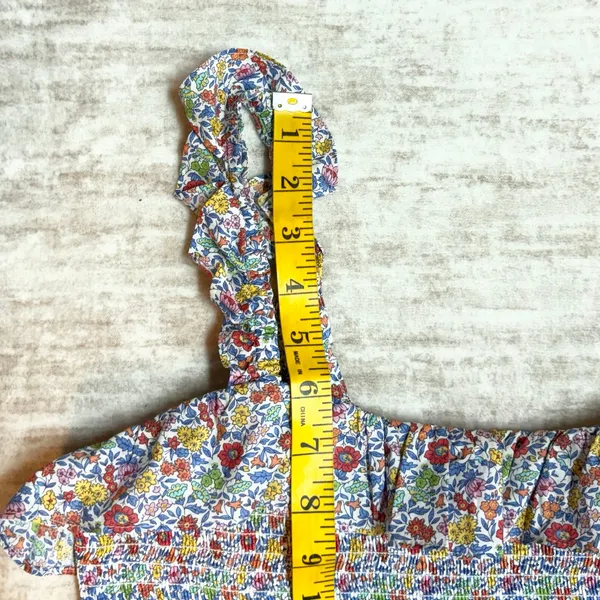 J Crew Womens Small Floral Crop Top Ruffle Flowers Smocked Liberty Fabric Summer - Image 4