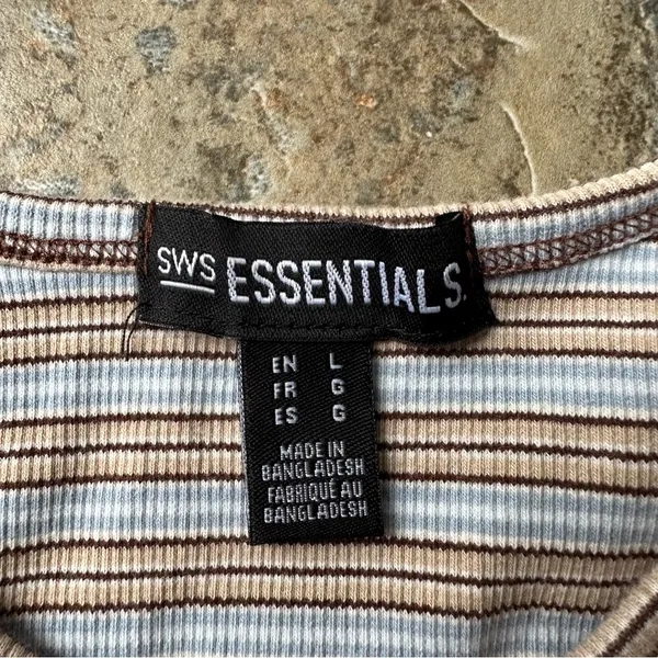 SWS Essentials Striped Crop Top Women's Size Large Comfy Casual - Image 4