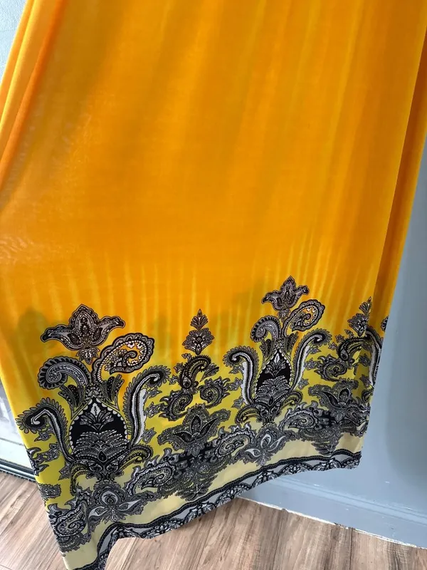 Seven Islands XL Yellow Paisley Halter Maxi Dress Resort Vacation Boho summer - Image 2