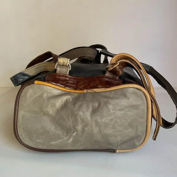 Vintage Mexican Leather Cowhide Hair-On Hide Backpack Patchwork Artisan Mini Bag - Image 4