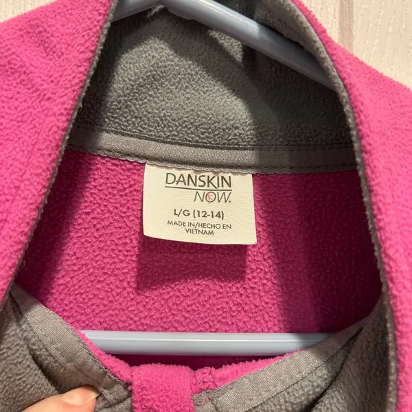 Danskin Now Womens Pink Fleece 1/4 Zip Pullover Sweatshirt L G 12 14‎ Gorpcore - Image 3