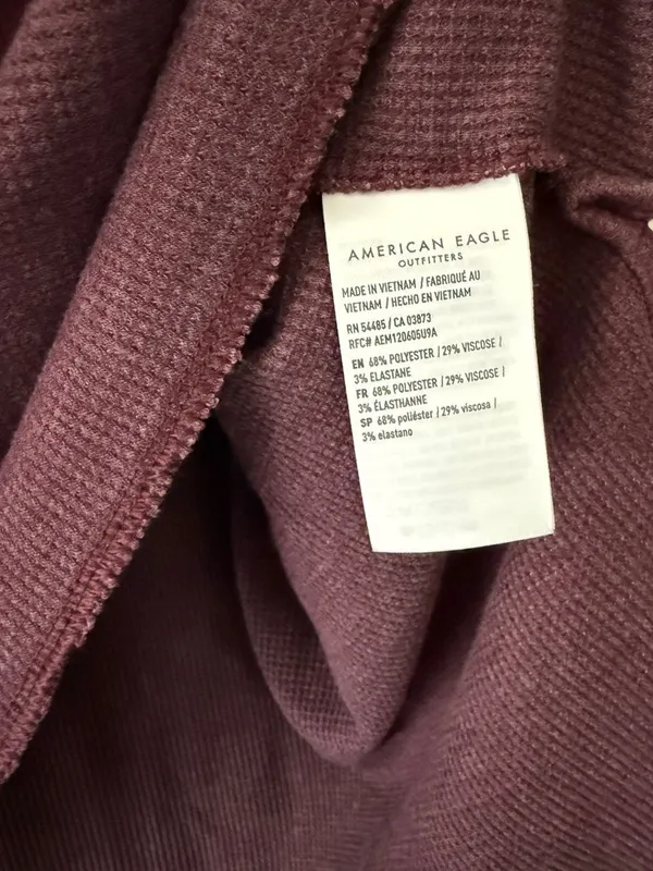 American Eagle Thermal Waffle Top Large Athleisure Purple - Image 5
