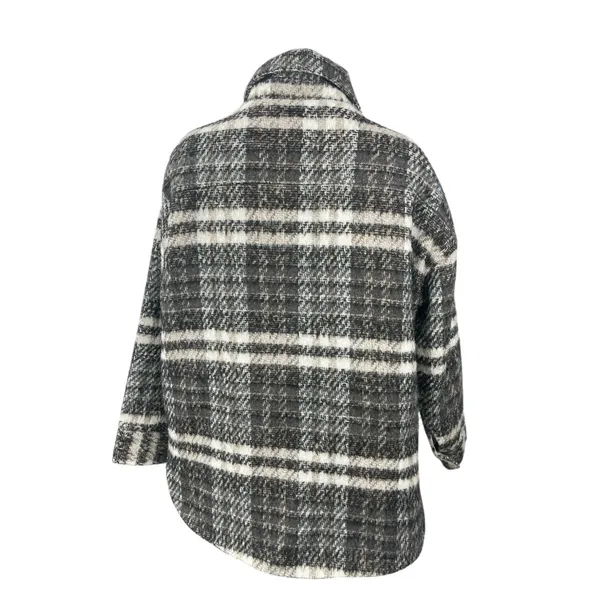 Missguided Gray Wool Plaid Collared Long Sleeve Button Down Shirt Coat Jacket 6 - Image 3