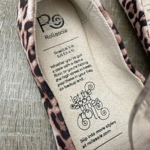 ROLLASOLE Into the Wild Leopard Print Flats Small (Fits 5.5-6.5) Packable Travel - Image 11