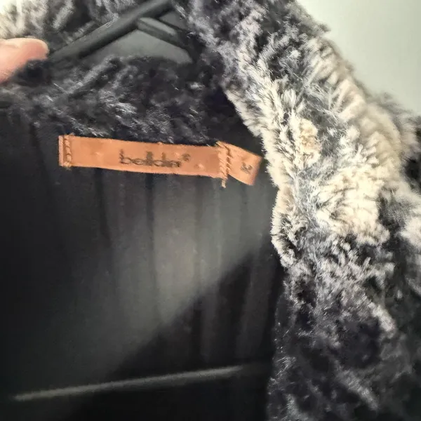 Baldin Cardigan Y2k Sm Black Faux‎ Fur Collar Ribbed Knit Sweater Jacket Grunge - Image 6