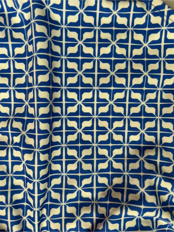 Shade & Shore Blue and White Geometric One-Piece Swimsuit xs - Image 4