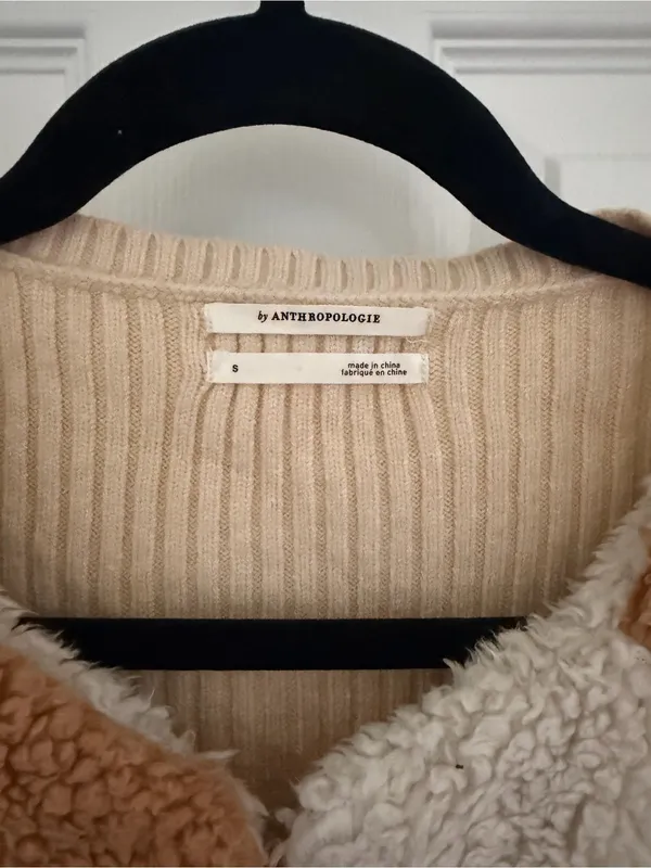 Anthropologie Colorblocked Faux Fur Jacket Size Small - Image 4