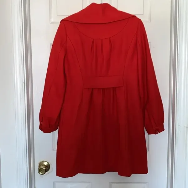 Guess Wool Blend Red Peacoat Jacket Size S - Image 2
