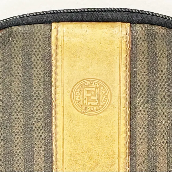 Fendi Vintage Brown‎ Striped Full Zip Coin Purse Accessory Pouch Wallet - Image 2