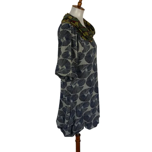 Anthropologie Aoyama Dress Medium Gray Knot Short Sleeve Boho Chic - Image 3