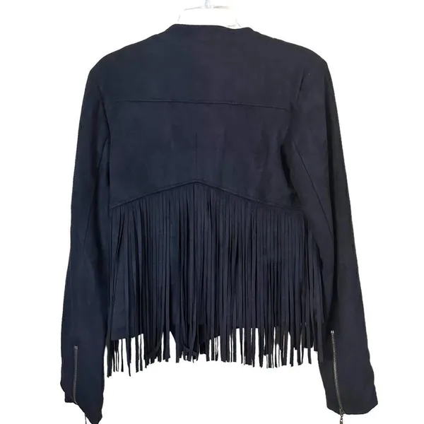 Love Riche Black Faux Suede Fringe Jacket Western Boho - Image 8