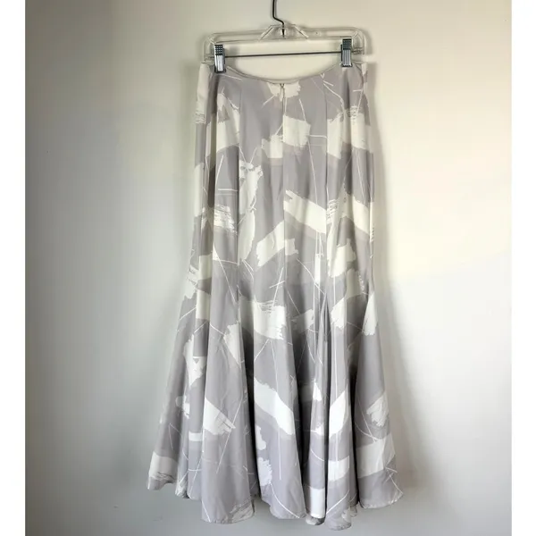 Anthropologie Keepsake Mermaid Maxi Skirt Grey White Abstract Women's Size Small - Image 3