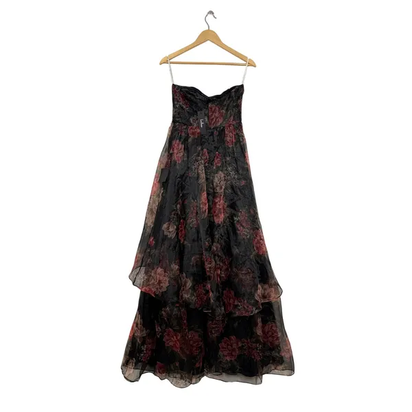 Lulus Truly Extraordinary Dress Women's Small Black Floral Organza Strapless NWT - Image 6